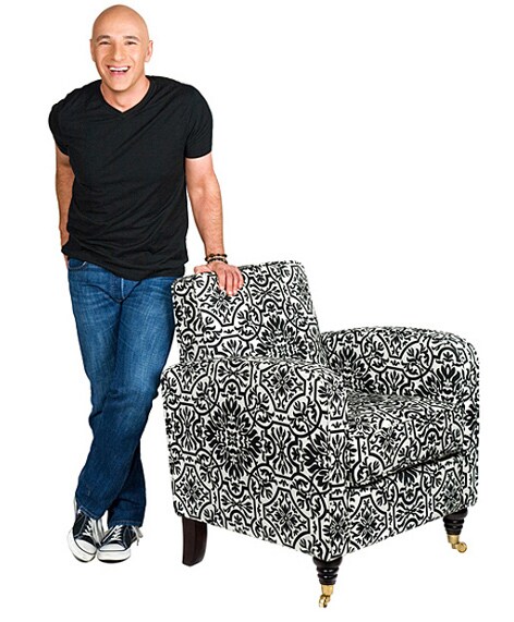 angelo:HOME Modern Damask Black-and-White Grant Arm Chair