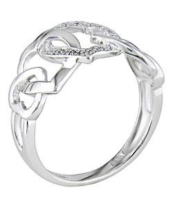 10k White Gold Diamond Interlocking Hearts Ring (H-I,I1-I2)