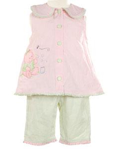 Picture Me Pink Bear Infant Capri Set