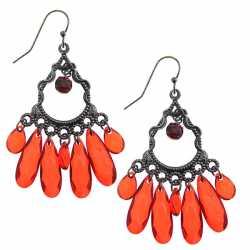 1928 Jewelry Exotica Red Chandelier Earrings