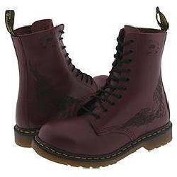 Dr. Martens 10 Eye Laser Steel Toe Boot Cherry Red Fine Haircell