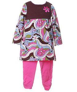 Flapdoodles Infant Girl's Brown Floral Outfit