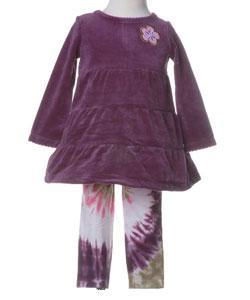Flapdoodles Infant Girl's Purple Tie-dye Outfit