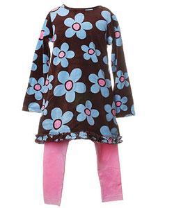Flapdoodles Girl's 2-piece Brown Floral Outfit