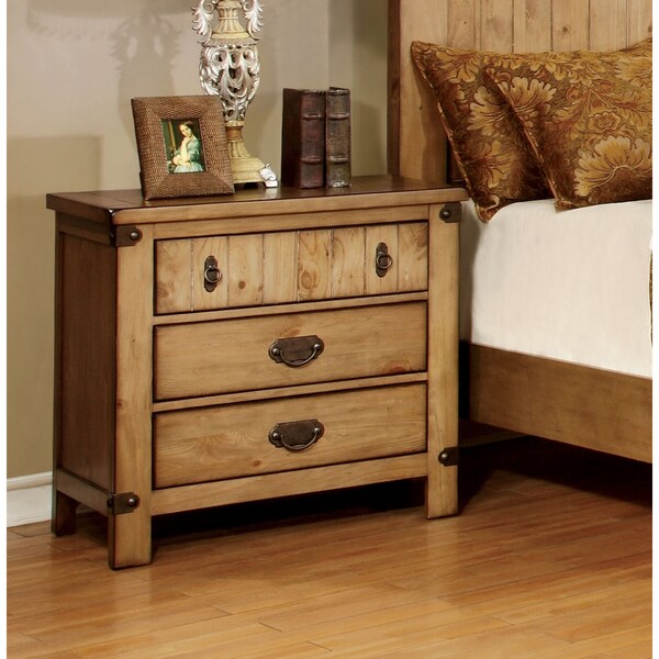 Furniture of America Sierren Country Style 3Drawer Nightstand with