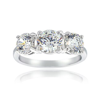 ICZ Stonez Sterling Silver Three Stone Ring Made with Swarovski Zirconia