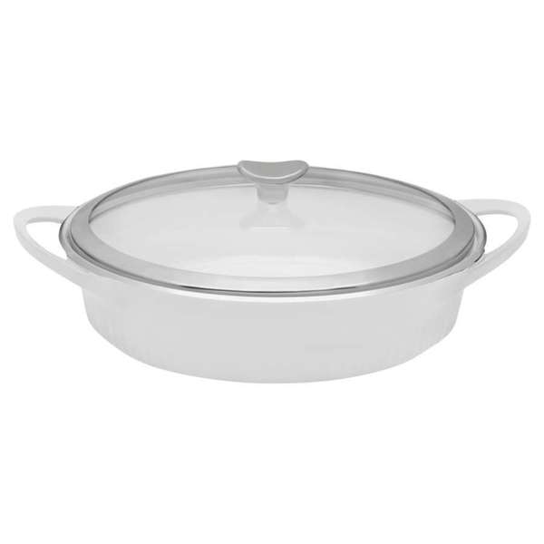 Corningware White Cast Aluminum 4quart Dutch Oven Braiser with Glass
