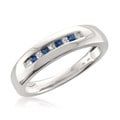 Montebello 14k White Gold Men's 1/6ct TDW Princess-cut White Diamond and Blue Sapphire Wedding Band (H-I, I1)