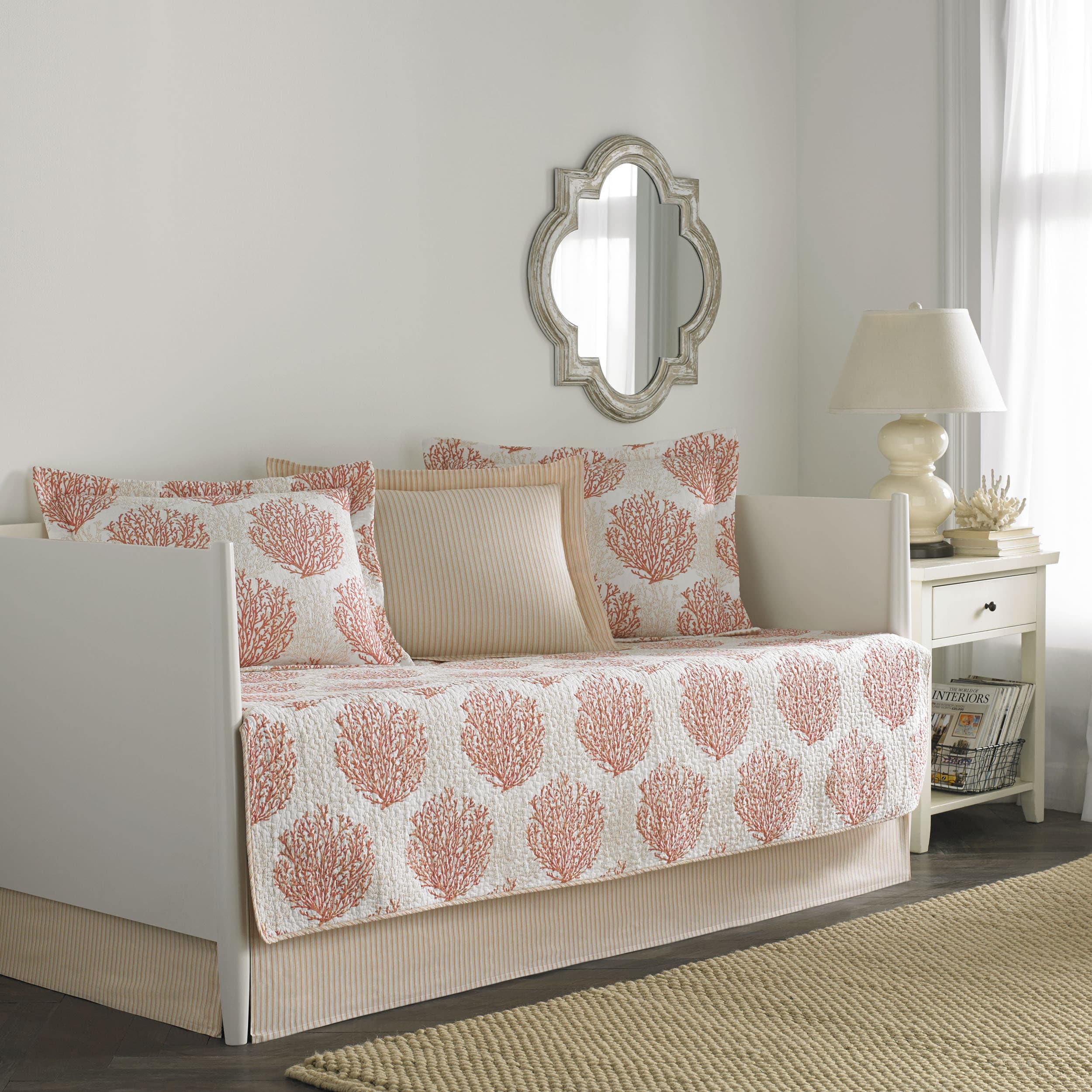 Laura Ashley Coral Coast Coral 5Piece Quilted Daybed Cover Set