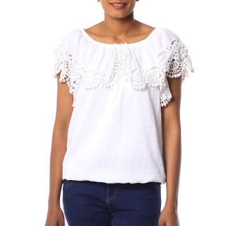 Handcrafted Cotton 'Feminine Illusion' Blouse (India)