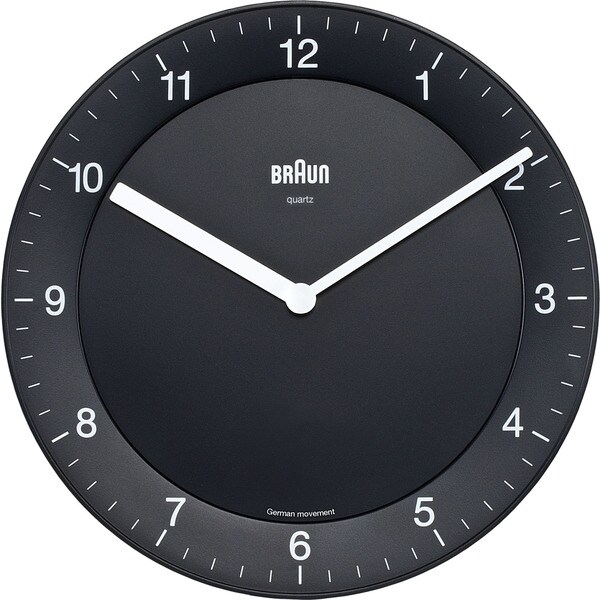 Braun Classic Quiet German Precision Quartz Black Wall Clock