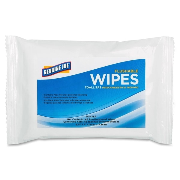 Genuine Joe Flushable Personal Cleansing Wipes (Pack of 12)