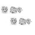 Pori Set of 2 Pairs Sterling Silver 2ct Genuine White Topaz Stud Earrings
