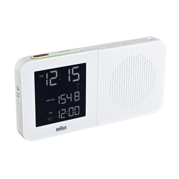Braun Digital LCD Global FM/AM Radio Controlled White Alarm Clock