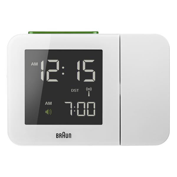 Braun Digital LCD Global Radio Controlled Projection White Alarm Clock