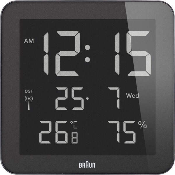 Braun Digital LCD Global Radio Controlled Clock with Indoor Temperature/ Humidity