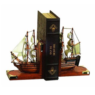 Wood Trade Ship Nautical Coastal Book Ends
