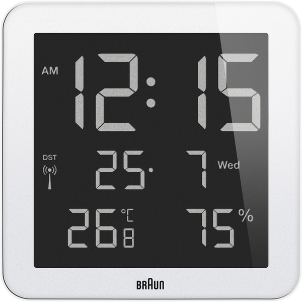 Braun Digital LCD Global Radio Controlled Clock with Indoor Temperature/ Humidity