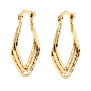 Peermont Jewelry 18k Goldplated Diamond-cut Diamond Hoop Earrings