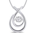 Sterling Silver 1/10ct TDW Dancing Diamond Fashion Teardrop Necklace (I-J, I3)