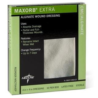 Medline Maxorb Extra Alginate 4-inch Wound Dressings (Box of 10)