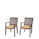 Amazonia Teak Clemson Cast Aluminum/Teak Patio Dining Armchair Set with Tan Cushions (Set of 4)