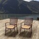 Amazonia Teak Clemson Cast Aluminum/Teak Patio Dining Armchair Set with Tan Cushions (Set of 4)