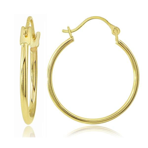 Mondevio 14k Gold 1.3mm Round 1inch Hoop Earrings 17204767