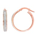 14k Rose Gold 3.75 x 16mm Round  Hoop Earrings with Glitter Accent