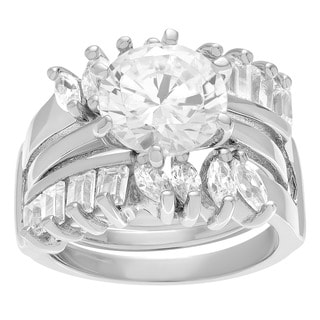 Tressa Collection Sterling Silver CZ Bridal & Engagement Ring Set