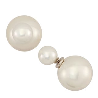 Gioelli Sterling Silver Large Pearl Stud Earrings (8 - 9 mm, 13 - 14 mm)