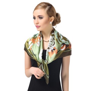 Lemonpaier Women's 100-percent Mulberry Silk Crepe Satin Square Scarf
