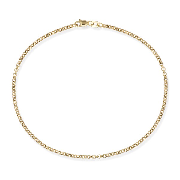 10k White or Yellow Gold 10-inch 2.5mm Rolo Chain Ankle Bracelet