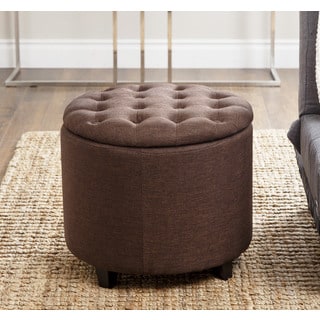 Abbyson Living Avery Brown Tufted Lid Top Storage Ottoman