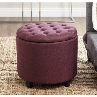 ABBYSON LIVING Avery Purple Tufted Lid Top Storage Ottoman