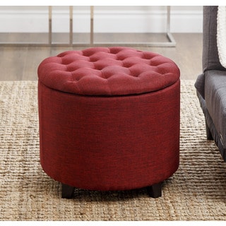 Abbyson Living Avery Red Tufted Lid Storage Ottoman