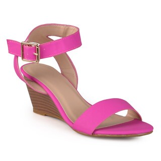 Journee Collection Women's 'Narcissus' Open Toe Ankle Strap Wedges