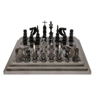 Handcrafted Upcycled Auto Part 'Rustic Warriors' Chess Set (Mexico)