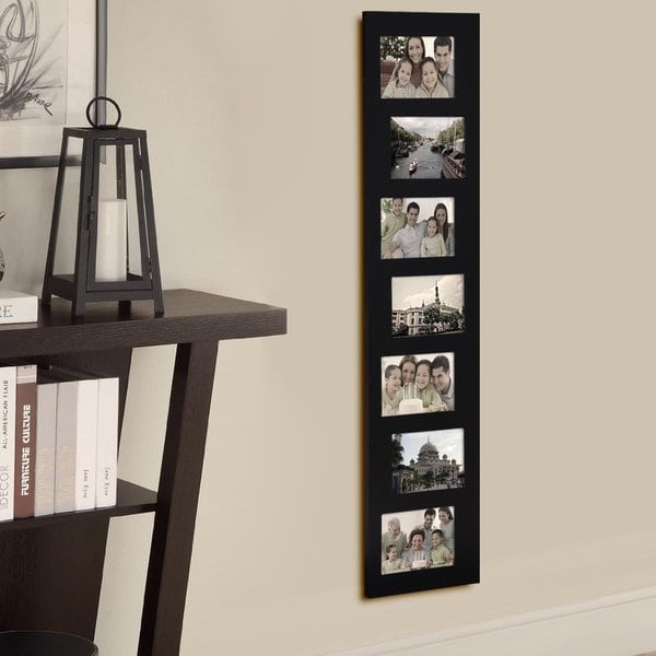 Adeco Decorative Black Wood Offset Wall Hanging Picture Photo Frame