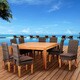 Amazonia Teak Sinclair 9-piece Wicker/ Teak Square Patio Dining Set with Brown Cushions