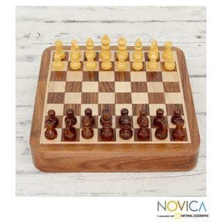 Handcrafted Seesham Wood 'Mindful Challenge' Chess Set (India)