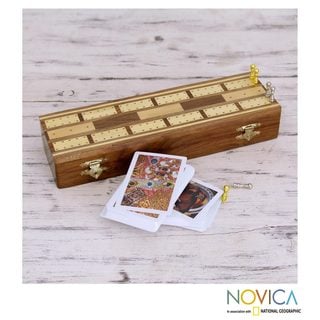 Handcrafted Sheesham Wood Brass 'Flushes II' Cribbage Set (India)