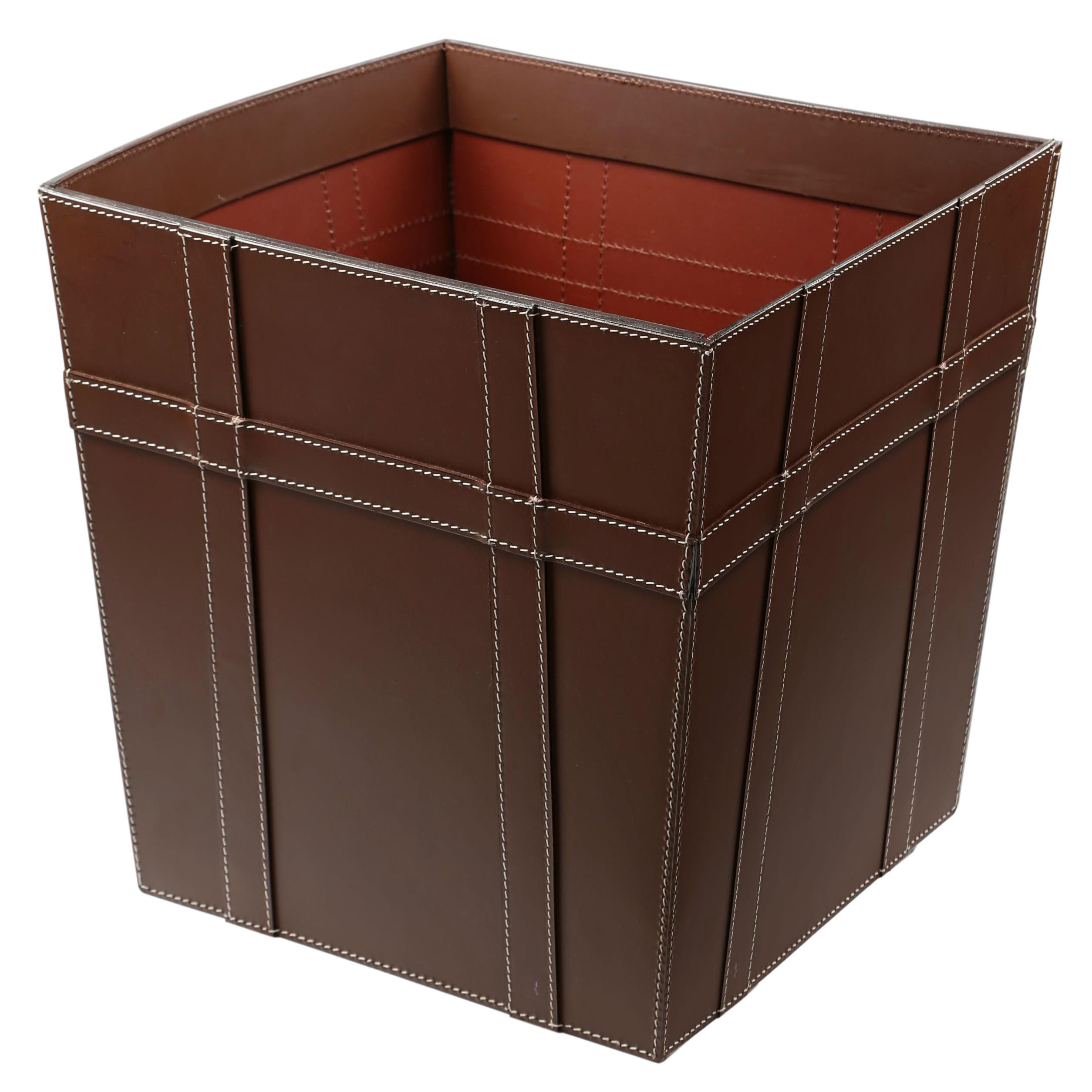 Brown Leather Waste Basket Overstock Shopping Great Deals on