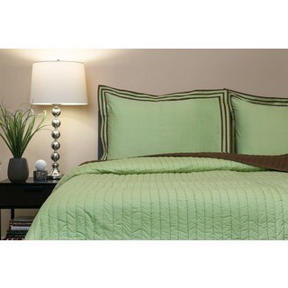 Mystique Citron Cotton 3-piece Queen Quilt Set (India)