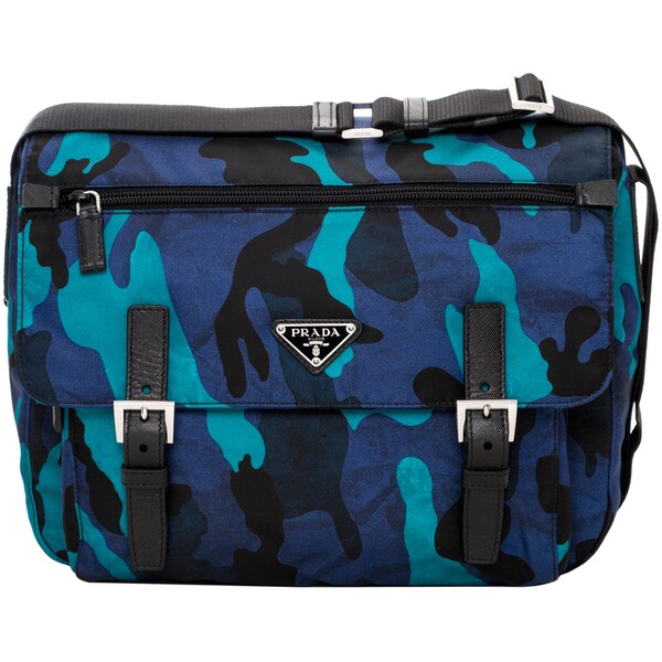 Prada Tessuto Blue Camouflage Messenger Bag - 17228153 - Overstock ...