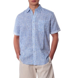 Men's White/Blue Updated Tie Dye Linen Shirt
