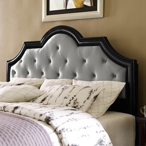 Black and Silver King/California King Size Upholstered Tufted Headboard