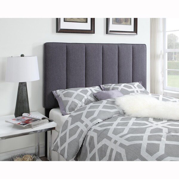 Dark Grey Queen/Full Size Upholstered Panel Headboard - 17233399