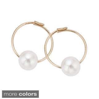 Pearlyta 14k Gold Kids Freshwater Pearl Endless Hoop Earrings (4 mm)
