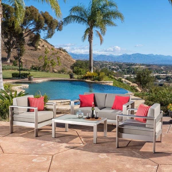 Christopher Knight Home Cape Coral Outdoor Aluminum 4piece Loveseat